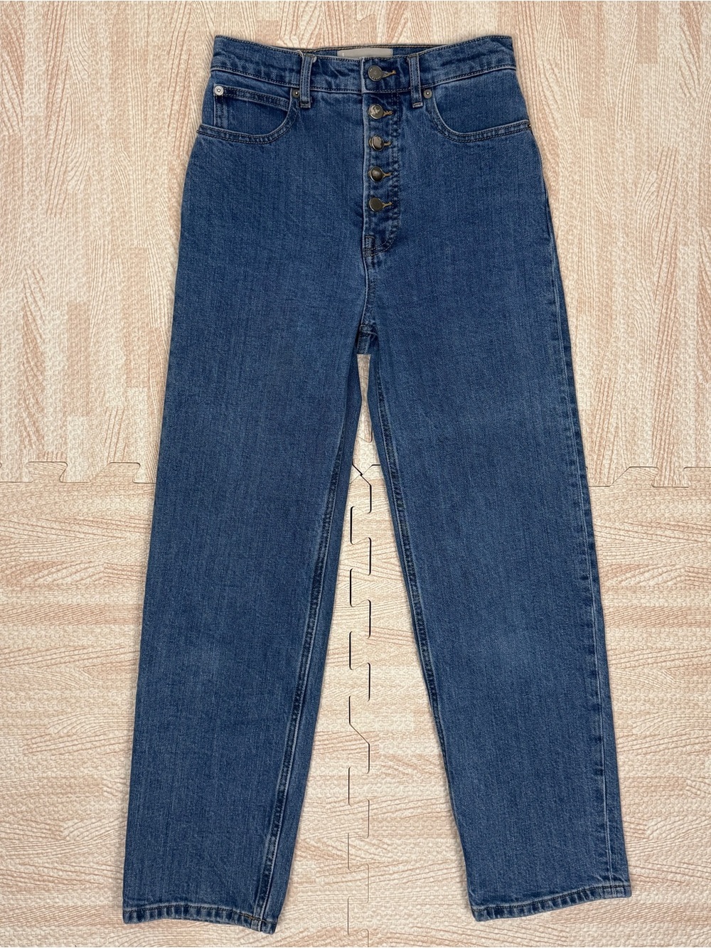 Everlane Women’s Size 25 The Way High Rise Jeans Blue Straight Leg Button Fly